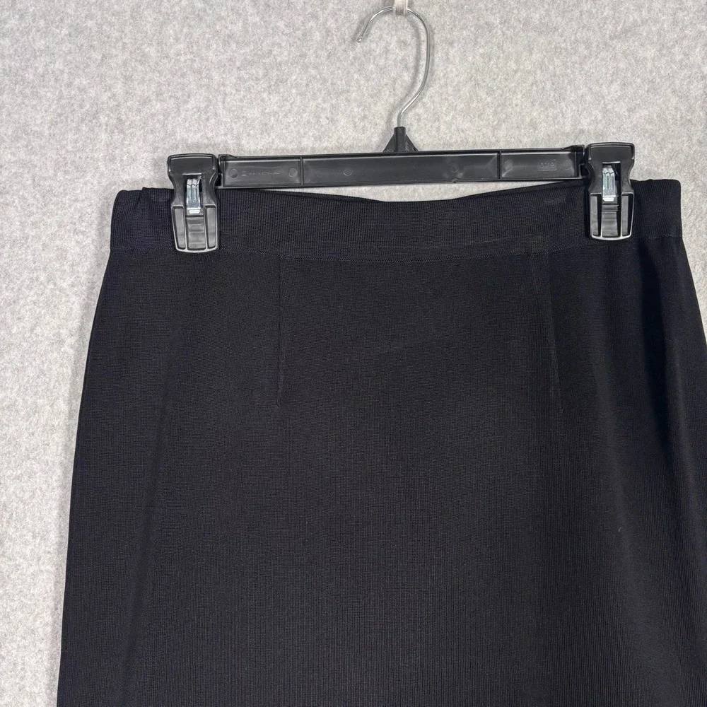 Misook Knit Pencil Skirt Small Black Slinky Liquid Quiet Luxury Minimal Acrylic